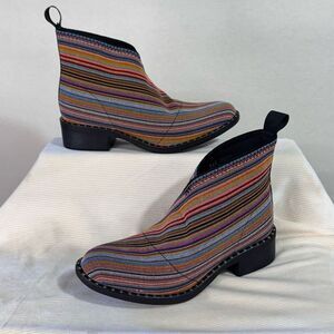 Charleston Shoe Co Womens Striped Studded Barcelona Booties Multicolor Sz 6 NWOT